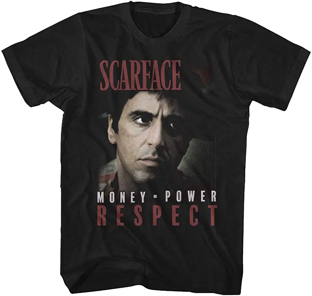 

Scarface 1980's Gang Crime Classic Movie Money Power Respect T-Shirt. Summer Cotton Short Sleeve O-Neck Men's T Shirt New S-3XL