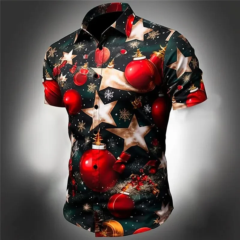 Мужские рождественские рубашки с принтом Санта-Клауса