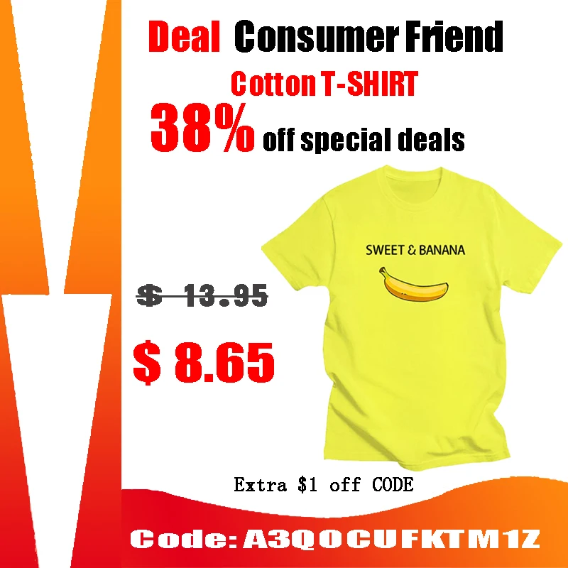 

Funny Sweet & Banana Print Mens Cotton T-shirts Crewneck Breathable Tops Comfortable TShirt Men's Short Sleeve Shirts