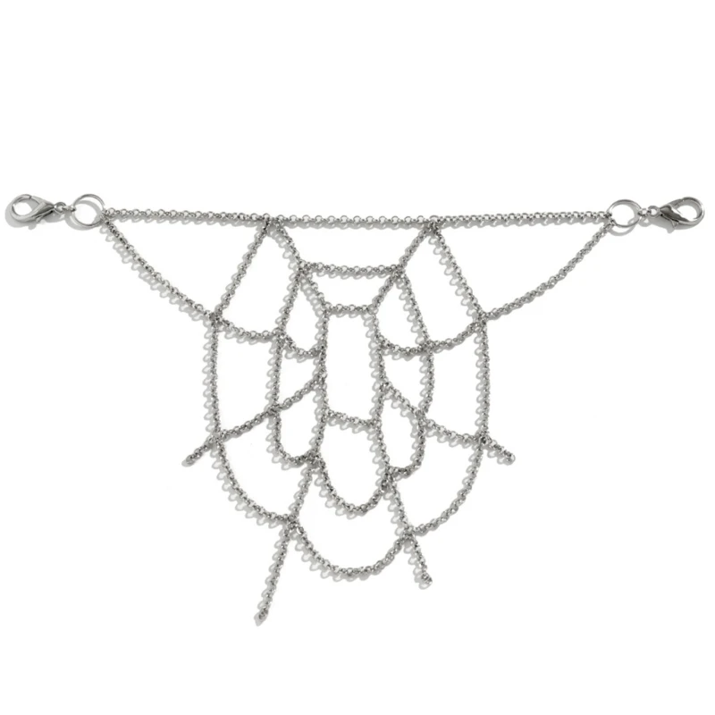 

E15F Punk JeanChain SpiderWeb Pant Chain Skirt Chain Belt Gothchain y2k Pant Chain