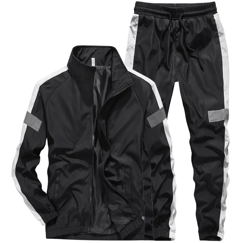 2023 Men's Tracksuit Hooded Jacket + Pants Two Peice Sets Fashion New Patchwork Tracksuits Suit Male Sports Hip Hop Men Clothing