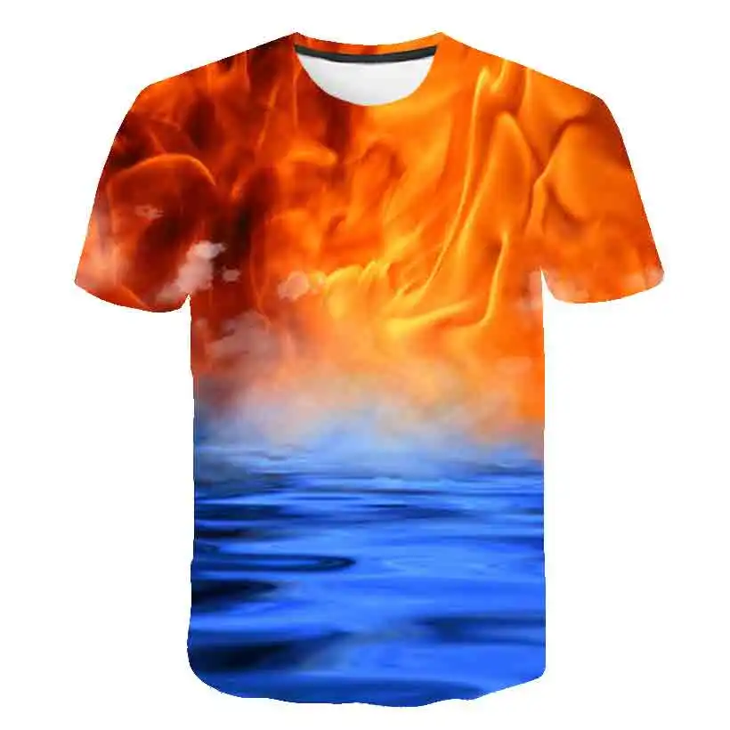 

T-shirts Flames Summer Children's clothing 3D Print Kid T Shirt Fashion Harajuku Street Casual Round neck T-shirt Boy Girl Tops