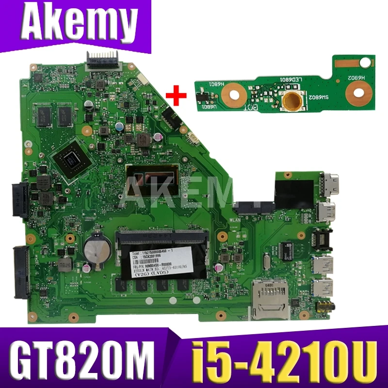

XinKaidi X550LN Motherboard GT820 i5-4210U For ASUS A550LN R510LN X550LN Laptop motherboard X550LN Mainboard X550LN Motherboard