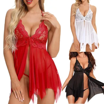 Female Underwear Sexy lingerie Set For Women Sexy Lingerie Lace Babydoll Chemise Ruffle Nightgown Sleepwear Lenceria Femenina 1