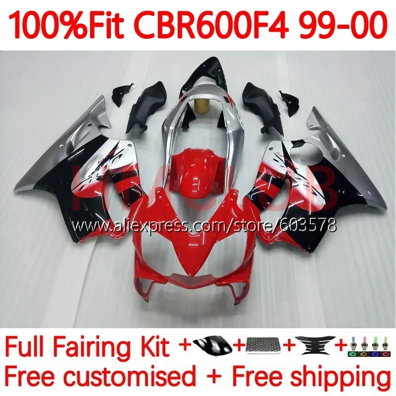 

OEM Body For HONDA CBR 600 F4 FS CC 600F4 600CC 600FS CBR600 F4 1999 2000 CBR600F4 99 00 Injection Fairing 136No.102 red grey