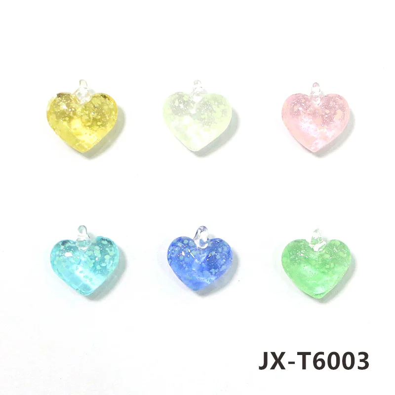 

Подвески JSSMTLP стеклянные флуоресцентные сердечки 6 шт