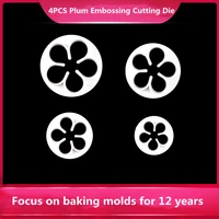 4pcs set of handleless plum cutting mold biscuit cake mold baking mold diy cake decoration tool environmentally friendly plastic