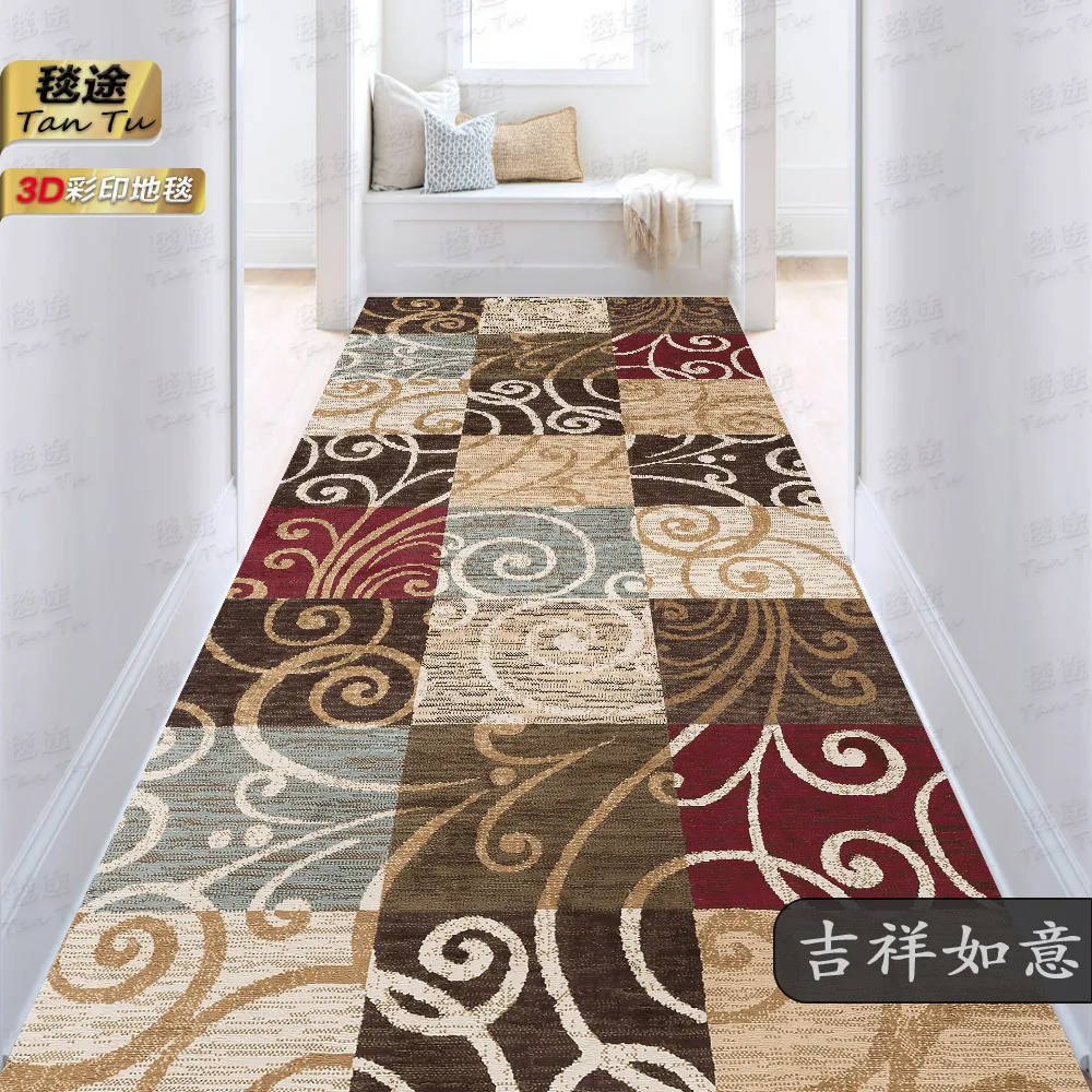

Printed geometric pattern household carpet, suitable for corridors, balconies, living rooms, doorways, kitchens and bedrooms
