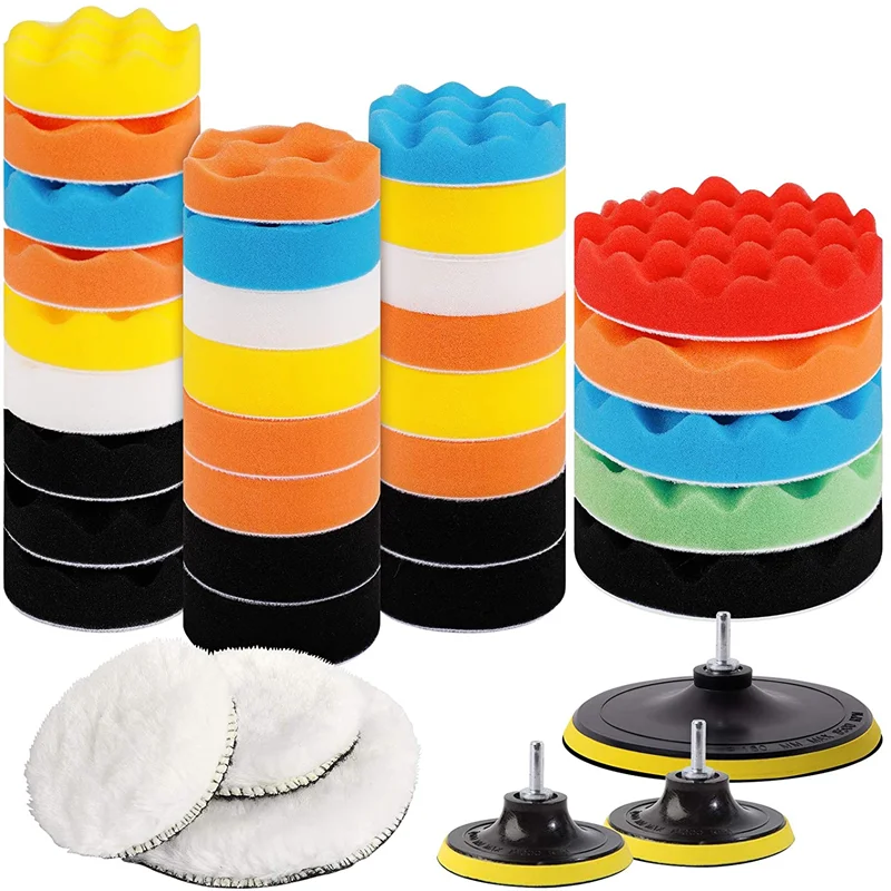 

3-7inch Car Polishing Disc 11Pcs/Set Self-Adhesive Buffing Waxing Sponge Wool Wheel Polishing Pad For Car Polisher Drill Adapter