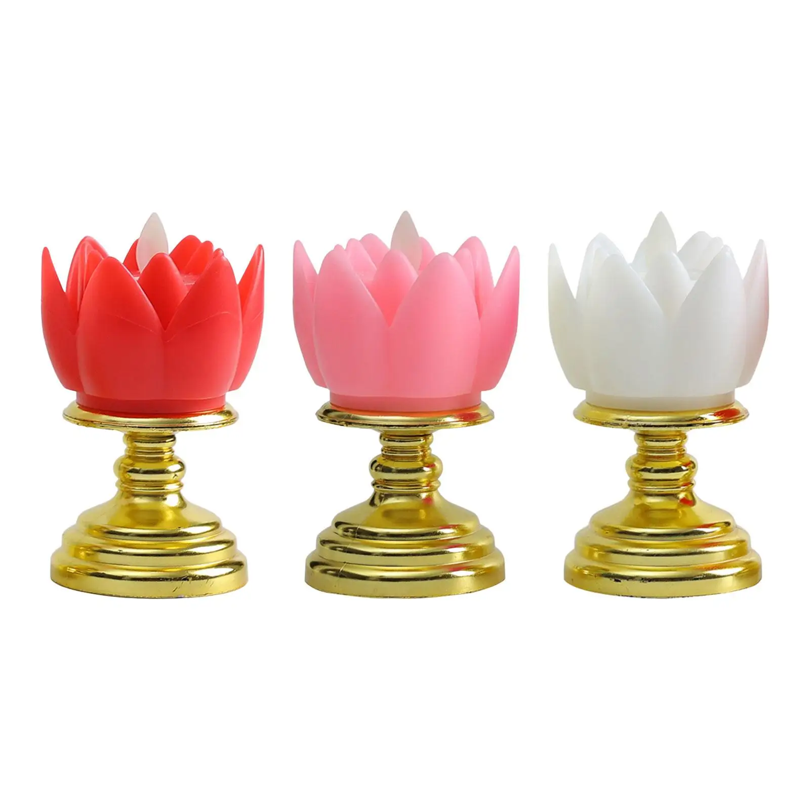 

Electronic Candle Worship Prayer Faith LED Buddhist Lights Lotus Flameless Lamp for Office Display Cabinet Tabletop Decor