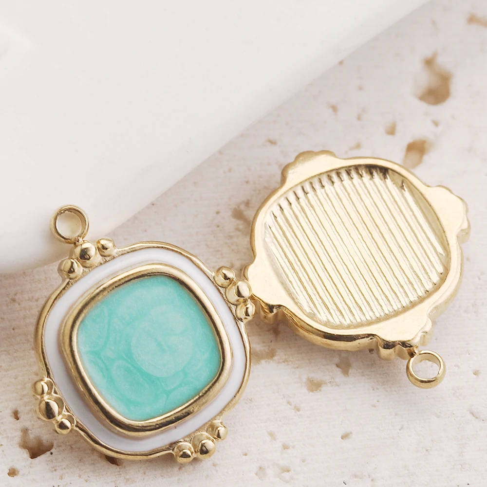 

5pcs Stainless Steel Enamel Charm Simple European Style Pendants for Women Necklace Findings Gold fashion DIY Earrings Jewelry