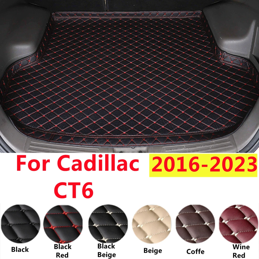 

SJ Professional Car Trunk Mat Fit For Cadillac CT6 2016-2017-18-2023 XPE Leather Tail Liner Rear Cargo Pad WaterProof High Side