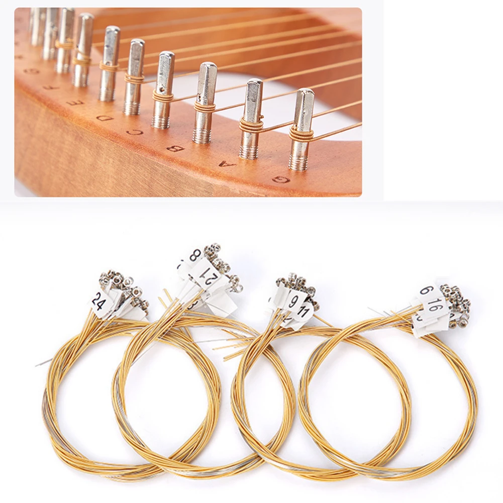 15/16/19/21/24-Strings Lyre Brass Strings Set Lyre Harp Nylon String Replacement Musical Instrument String Laiya Piano