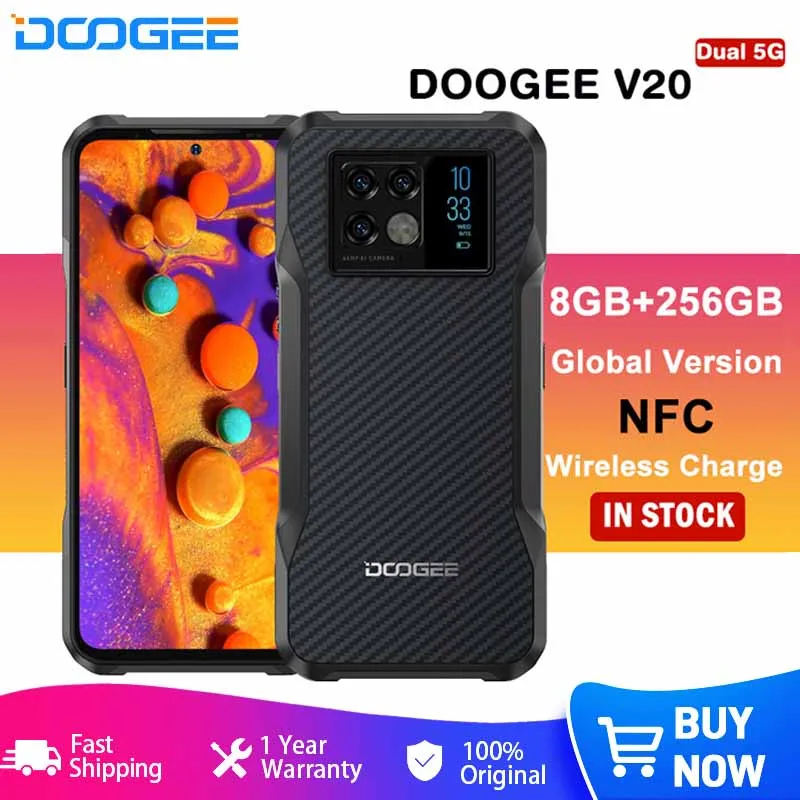 DOOGEE V20 Dual 5G Rugged Cell Phone 8GB+256GB 6.43