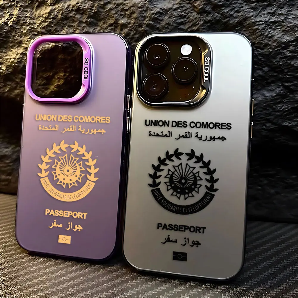 Comores Passport Phone Case For iPhone 16 15 14 13 12 11 mini Pro Max X XR XSMAX 8 7 Plus Anti Fall Matte Back Cover