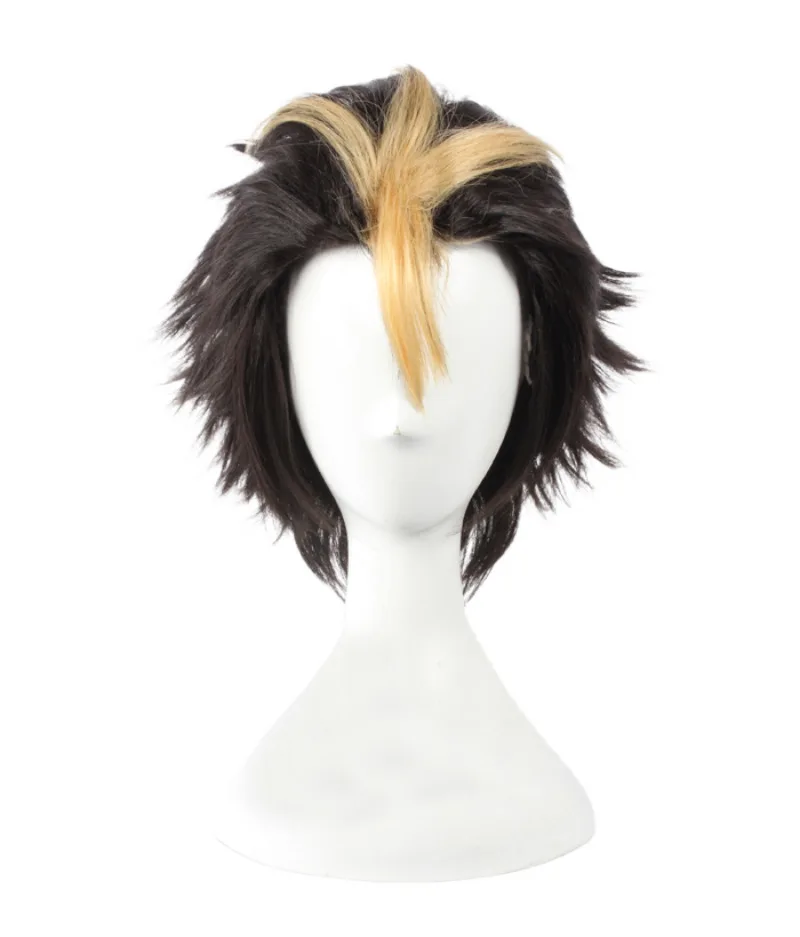 

Anime Haikyuu!! Volleyball Nishinoya Yuu Short Brown And Blonde Heat Resistant Cosplay Wig+ Wig Cap +Keychain