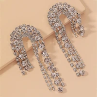 fashion long tassel crystal drop earrings 2022 trendy dangling girls luxury statement for women zircon