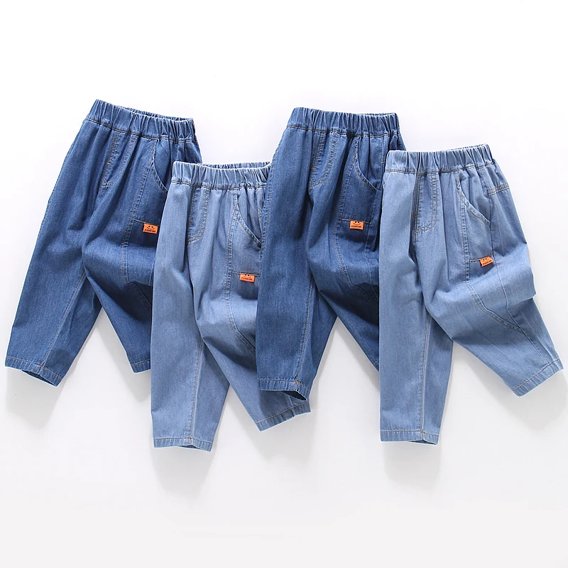 

Smiley Anti-Mosquito Pants Children's Denim Jeans for Kids Summer New Children's Long Pants Baby Boys Girls Casual Thin Pants