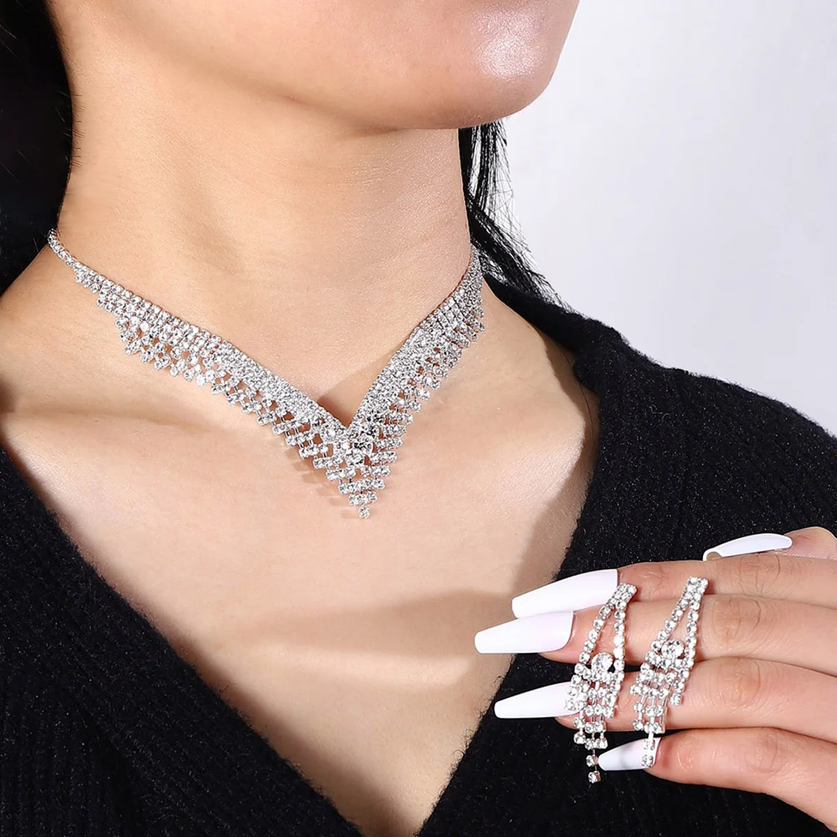 3 шт. женское модное и V-образное ожерелье с кисточками серьгами аксессуары для