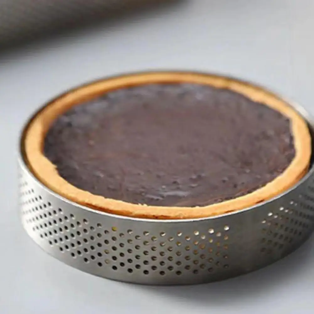 

Dessert Mold Waterproof Round Non-stick Stainless Steel Pizza Dessert Mold Tart Circle Mold for Mousse