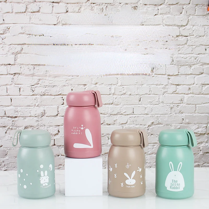 Kawaii Cute Water Bottle Cartoon Rabbit Glass Bottle for Kids Student Girls Portable Drink Bottle Tea Bottle