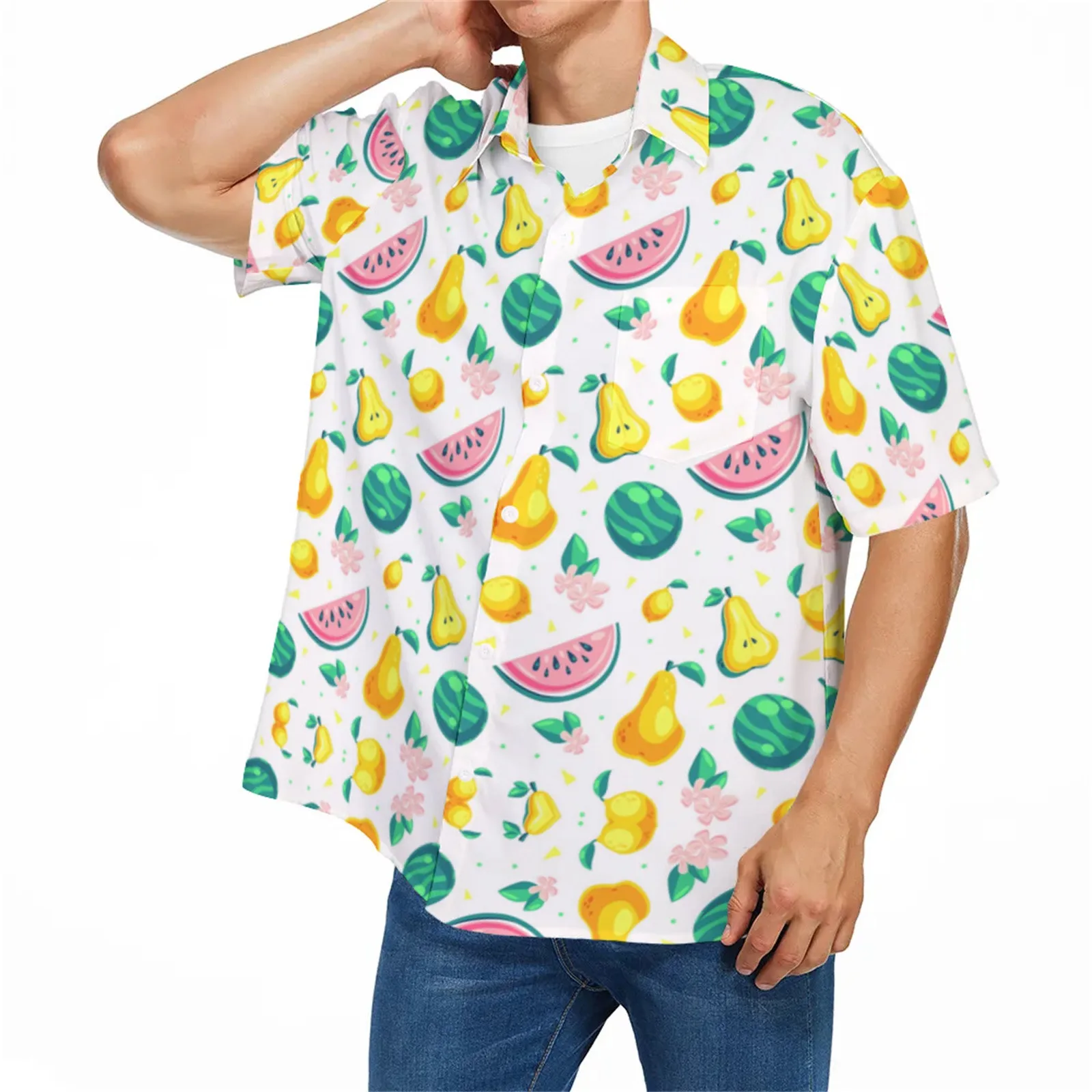 

Summer 3d Print Mens Hawaiian Shirts Short Sleeve Button Beach Aloha Shirt Oversized Loose Pullover Tops Leisure Camisas Blusas