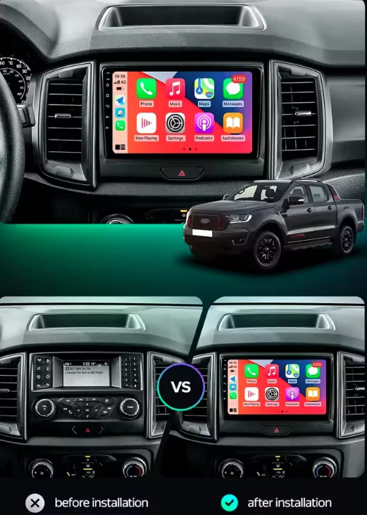 Фото 9-дюймовый Android 13.0 6G + 128 ГБ для Ford Ranger 2016-2019, автомобильный GPS-навигатор, мультимедийный плеер, радиомагнитофон, головное устройство Carplay №2