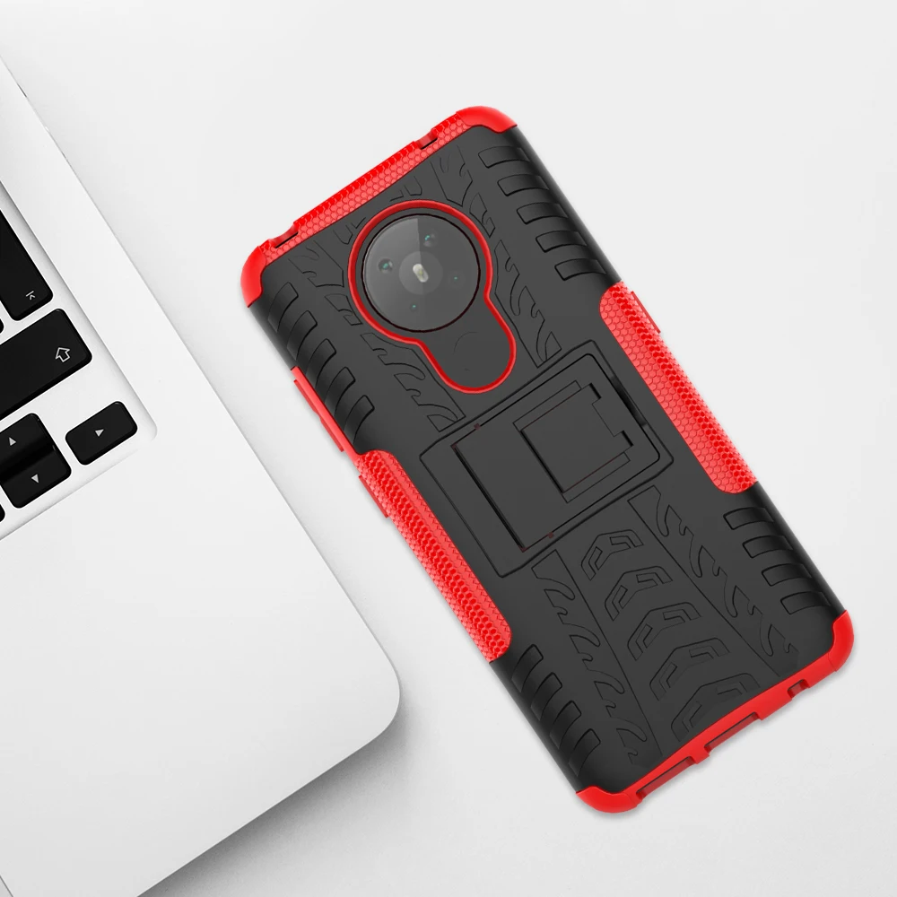 For Nokia 5.3 5.4 3.4 2.4 2.3 2.2 4.2 6.2 7.2 6.1 7.1 Plus Heavy Duty Armor Stand Shockproof Case TPU Bumper Hard PC Back Cover
