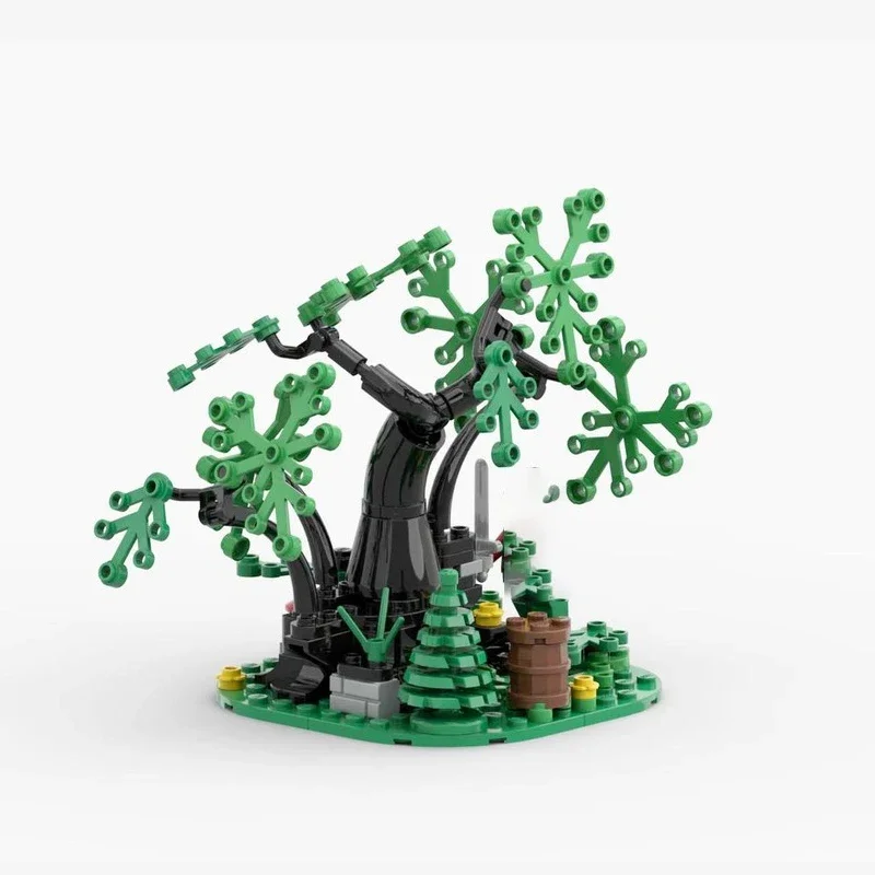 Фото Игрушки из строительных блоков MOC — это креативная сборка игрушек и рождественских подарков с помощью модели небольшого замка в средневековом лесу. №4