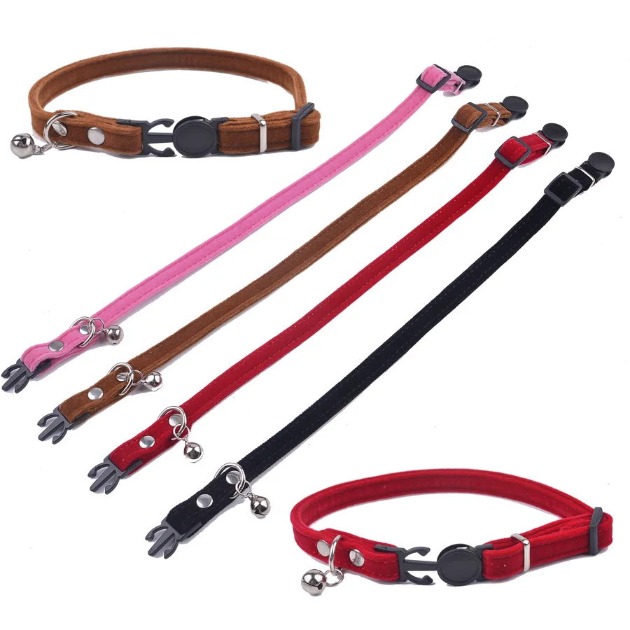 

Safety Breakaway Cat Collar with Bell Cat Accessories Quick Release Collars for Cats Soft Suede Pet Cat Supplies gato