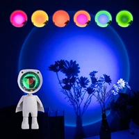 led spaceman sunset lamp astronaut sunset lamp rainbow projection night light with 360%c2%b0 rotation network chargeable light