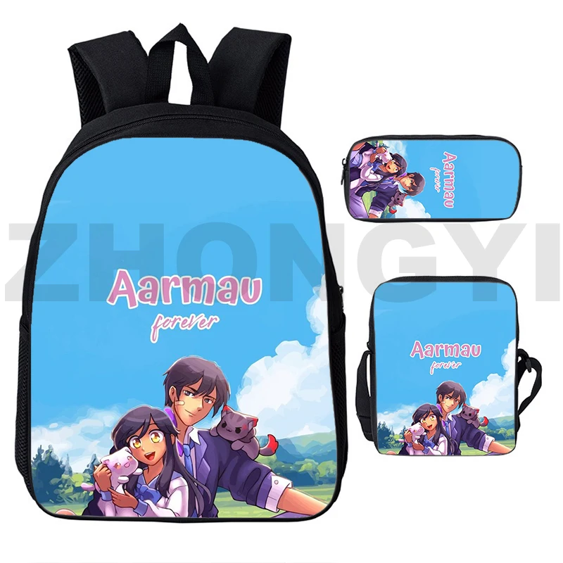 

3 шт./компл. популярный рюкзак из аниме Aphmau 3D для девочек, милая школьная сумка с мультипликационным рисунком, высококачественный кросс-боди чехол-карандаш, Студенческая Детская сумка для книг