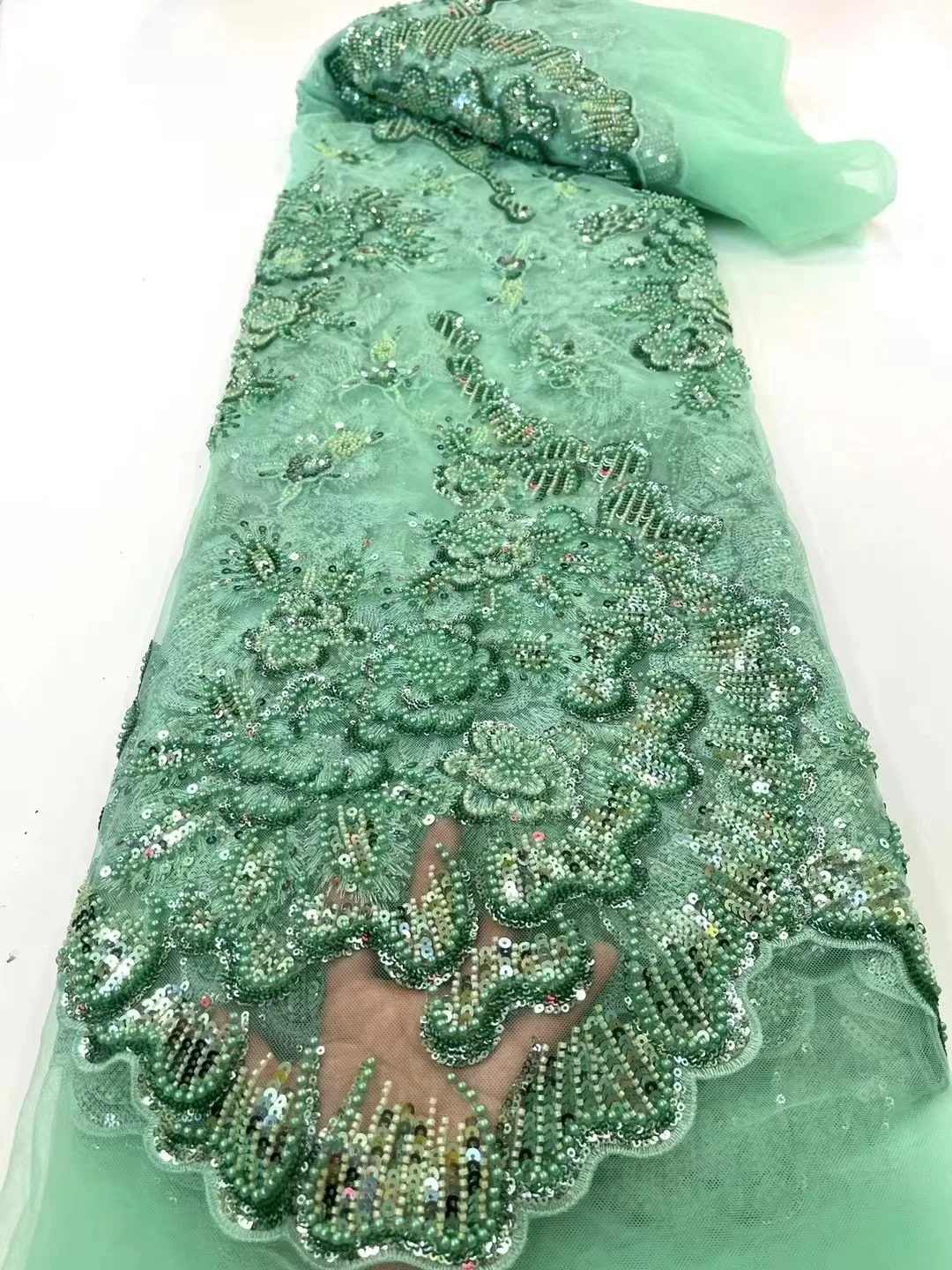 

Новинка 2022, роскошные африканские тюлевые кружева с блестками, французская Высококачественная сетчатая кружевная ткань ручной работы с би...