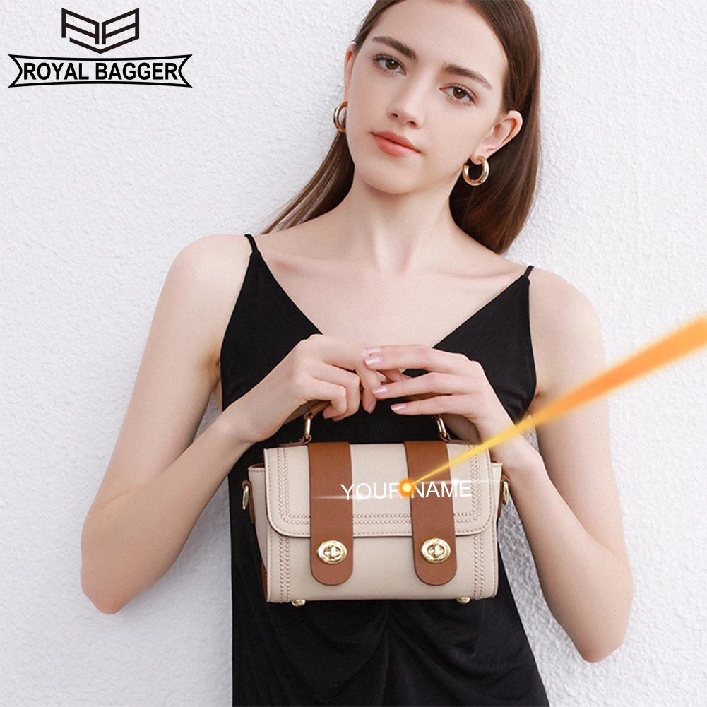 

Royal Bagger Rivet Bottom Stand-up Handbag for Women Genuine Cow Leather Crossbody Bags Fashion Ladies Shoulder Bag 2257