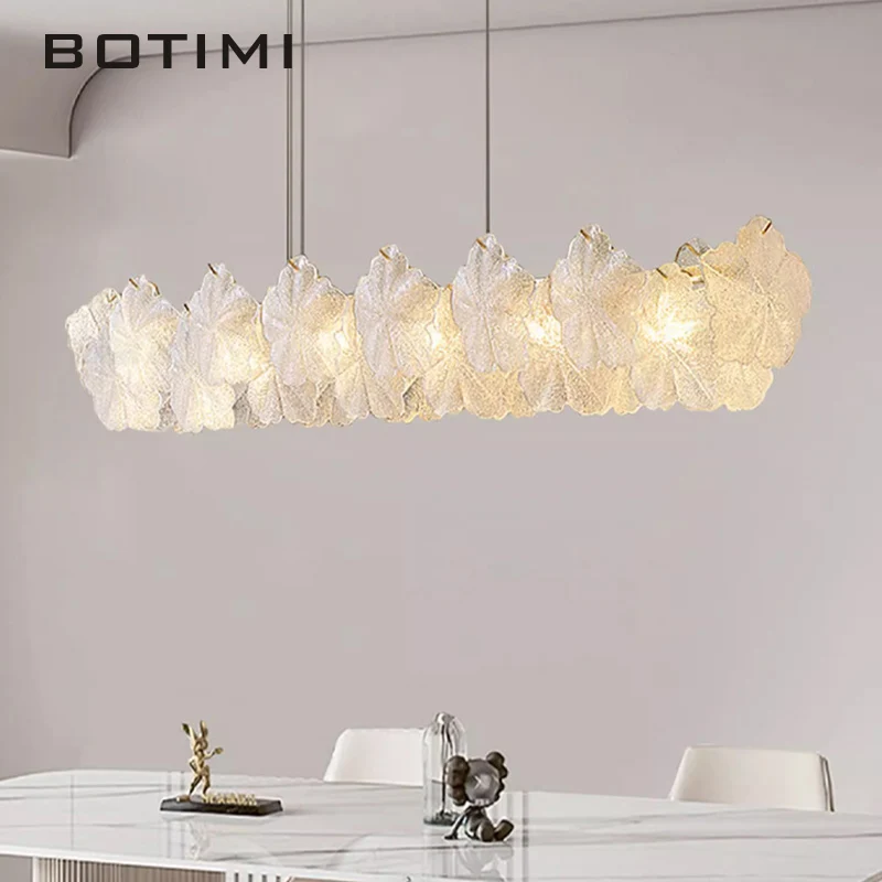 

BOTIMI French Round Pendant Light For Dining Luxury Pendant Lamp With Glass Lampshades Designer Bedroom E14 Lustres