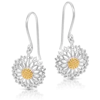 new trendy tow tone hollow out little daisy drop earrings for women fashion jewelry delicate party gift earring wholesale