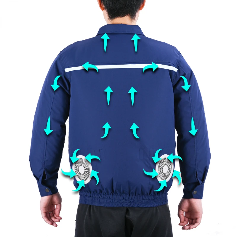 2023 Summer Outdoor Cooling Fan Jacket Men Air Conditioning Clothing Sun-Protcetive Coat Construction Work Clothes Fishing Jacke