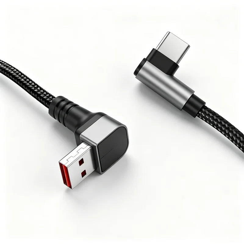 Фото Кабель USB A - Type C с угловым разъемом 90 градусов, 100 Вт, 4А, быстрая зарядка, 0.25м/0.5м/1м/2м, PD, для iPhone, Samsung, Xiaomi, Macbook №3