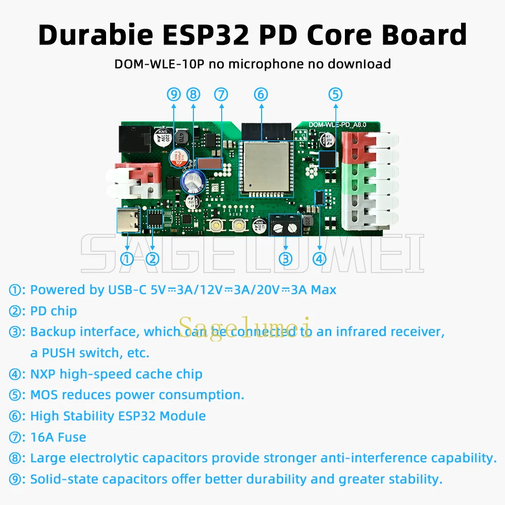 Вход DC5-24 В, ESP32 PD Power Быстрая настройка Контроллер DOMRAEM WLED с микрофоном Двойной предохранитель 16 А для WS2811 WS2812B WS2805 SK6812 APA102 (art.: 3920d2b66fcdd) - 3920d2b66fcdd