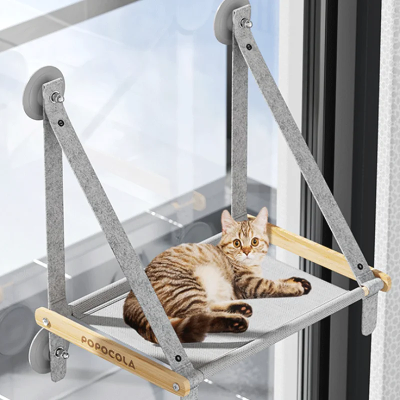 

Foldable Cat Hammock Window Mat Hanging Bed Cat Window Perch 40 Lbs Wooden Assemb Hammock Hanging Bed for Pet Supplies