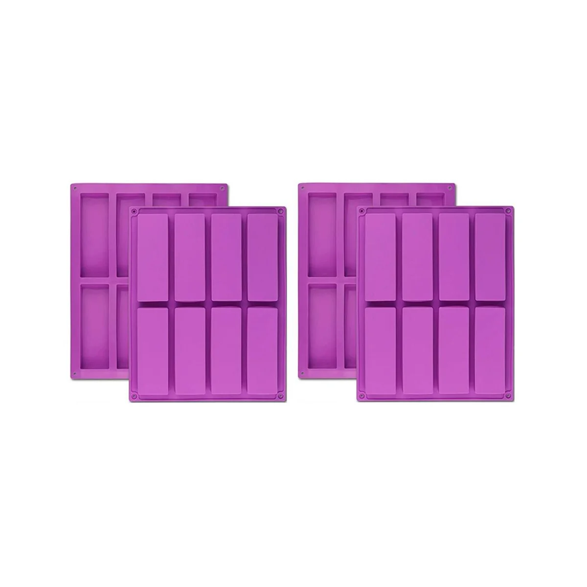 

4PCS Rectangle Silicone Mold Energy Bar Maker Chocolate Cornbread Cheesecake Soap Mould