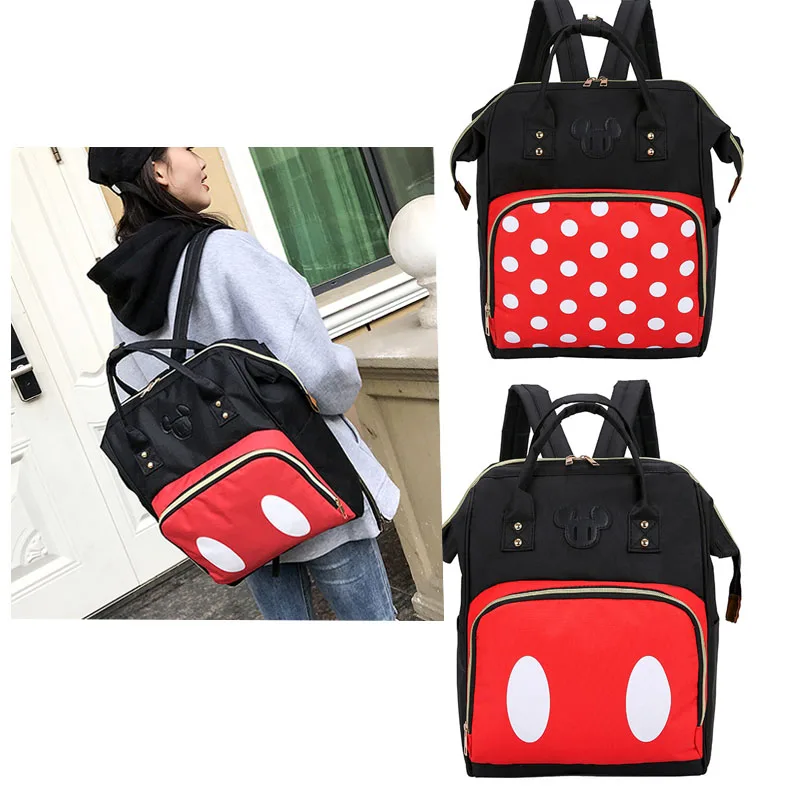 

New Disney Mickey Minnie Series Baby Bag Diaper Bag Waterproof Mummy Bag Backpack Travel Pregnant Woman Stroller Bag Color Large