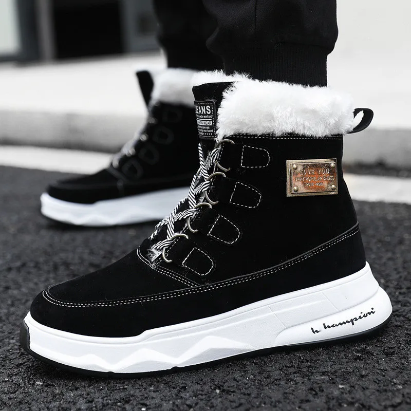 

Winter Cotton Shoes Men's Snow boots Warm Ankle Boot Fashion Casual platform Plush Sneakers Non-slip Warm Loafers Male Footwear
