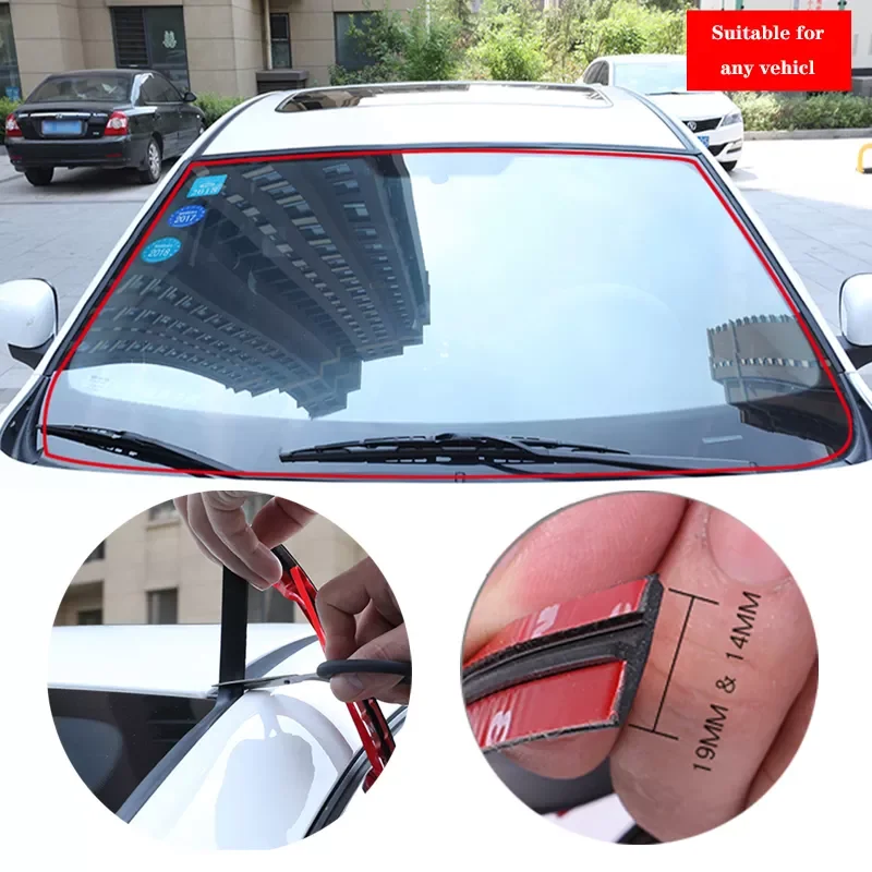 

2M Car Sealing Strips Auto Seal Protector Sticker Windshield Edge Roof Rubber Seal Noise Insulation Accessories Window Sealant