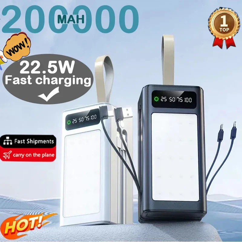 Подходит для Xiaomi 200000 mAh Быстрая зарядка Power Bank большой емкости Портативное