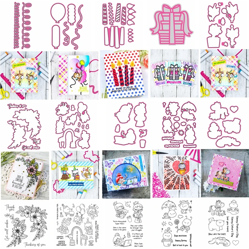 Трафареты с животными, цветами, буквами, надписями и надписями для творчества, для скрапбукинга, ремесла, металлические Вырубные штампы, совместимые с прозрачными силиконовыми штампами