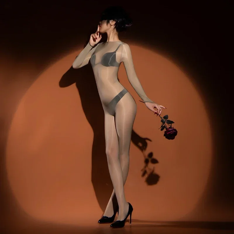 Полные чулки боди женские масляные блестящие комбинезоны с пятью пальцами