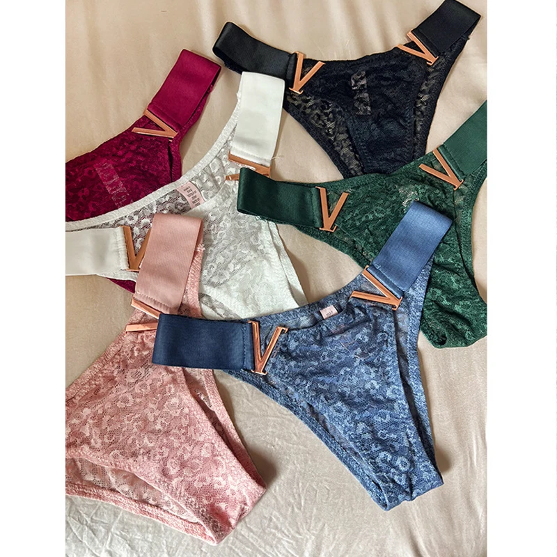 

Женские стринги с низкой талией, женские трусы с металлической пряжкой, женские стринги с V-образной талией, сетчатые трусы