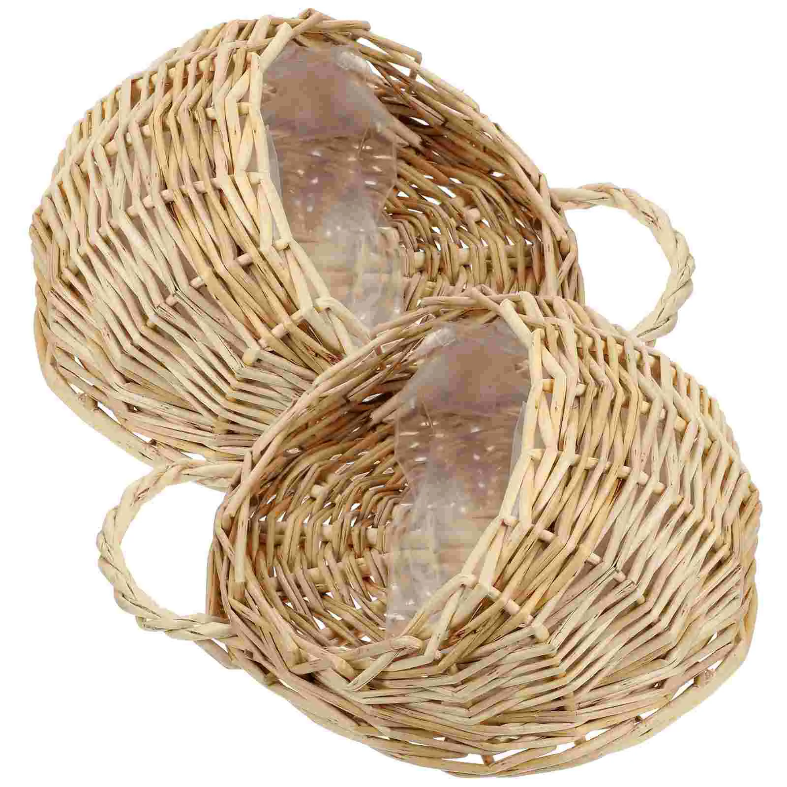 

Rattan Hanging Planters - Round Plant Baskets Bonsai Flowerpot - Woven Flower Pots Flower Holders Garden Balcony