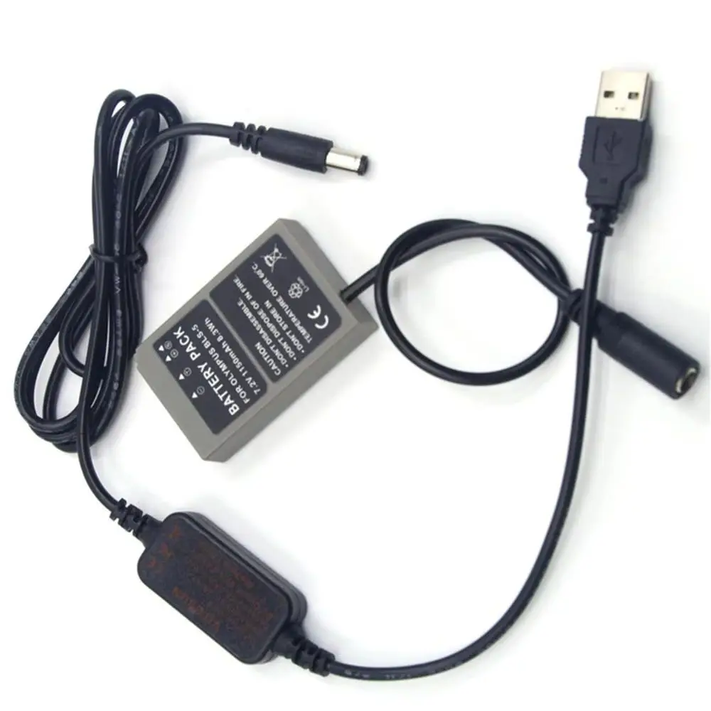 

USB to DC Cable 5V PS-BLS5 BLS5 Dummy Battery for Olympus PEN E-PL7 E-PL5 E-PM2 Stylus 1 1S OM-D E-M10 Mark II III Camera